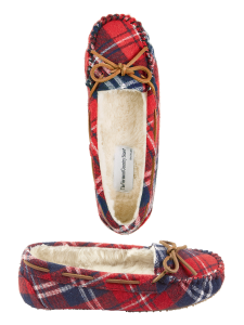 Womens Plaid Slip-On Moccasin Slippers
