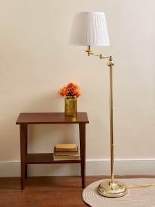 Swing Arm Floor Lamp | Brushed Steel and Brass Lamp