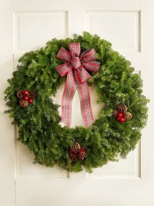 This Tartan 30 inch balsam wreath is perfectly festive