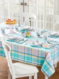 Spring Plaid Tablecloth | Pastel Table Linen