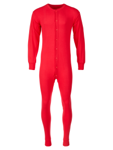 Mens Red Union Suit with Seat | Cotton Long Underwear