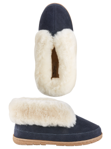 Womens Sheepskin Bootie Slippers with Rubber Soles