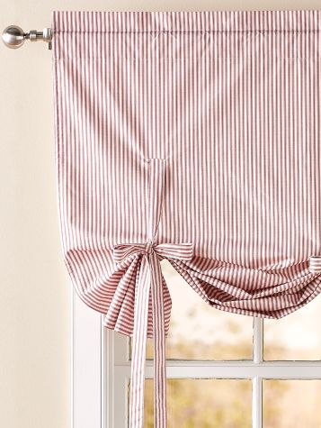 Insulated Ticking Stripe Tie Up Balloon Shade Curtain
