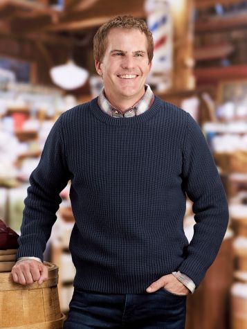 Mens Crewneck Sweater | All-Cotton Shaker Stitch Pullover