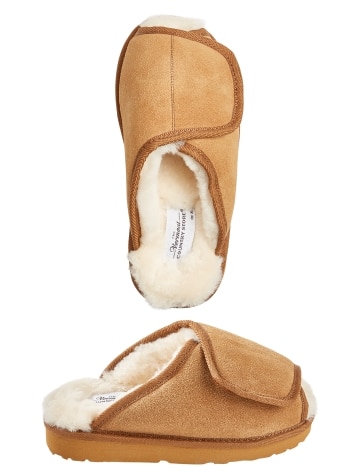 Adjustable Sheepskin Slippers | Wrap Around House Shoes