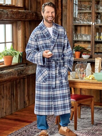 Mens Flannel Wrap Robe | Plaid Robe Made With Portuguese Flannel