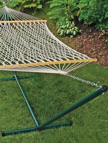 Classic Cotton Rope Hammock with Steel Stand