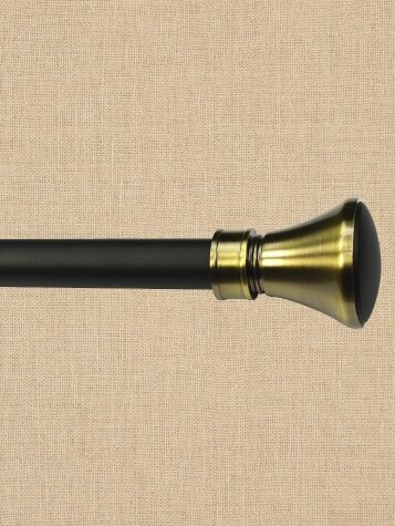Empire Black/Gold Adjustable Curtain Rod With Flare Finial, 1 Inch