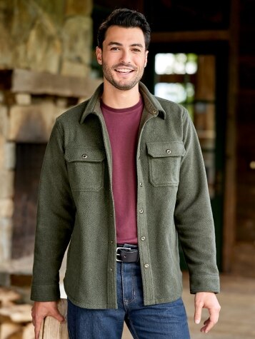 Mens Lightweight Fleece Shirt Jacket