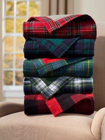Double Weight Flannel Blanket - Reversible Portuguese Cotton