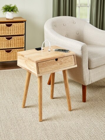 Mid-Century Modern Nightstand with USB Ports