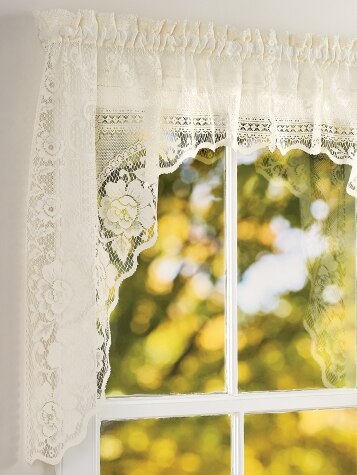 Rose Lace Rod-Pocket Window Swag - Pair