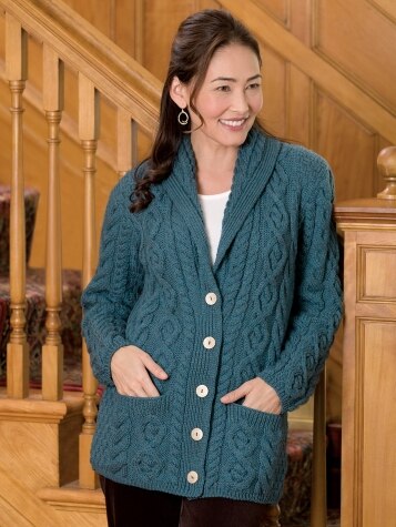 Womens Shawl Collar Sweater | Irish Wool Cardigan