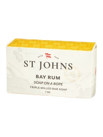 St. John Bay Rum Soap Bar, USA Made Triple-milled Mens Soap Bar, Hydrating Bar Soap for Men with Olive Oil & Glycerine, Luxury Body Soap  Bar for men