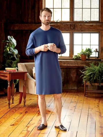 Mens Cotton Knit Sleepshirt | Tagless Nightshirt For Men