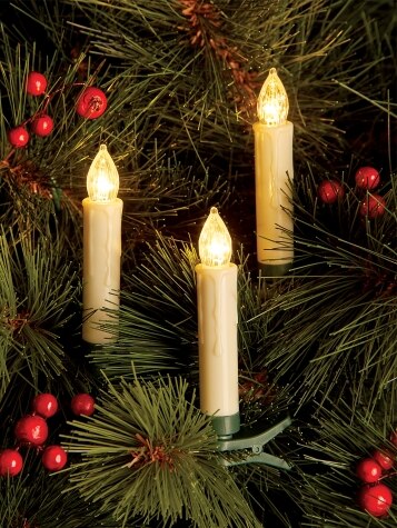 Clip-on Christmas Tree Candles, Set of 10 - LED Candle Lights