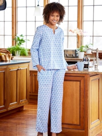 Comfortable Women's Floral Block-Print Tunic Pajamas
