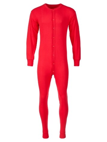 Mens Red Union Suit with Seat Flap | Cotton Long Underwear