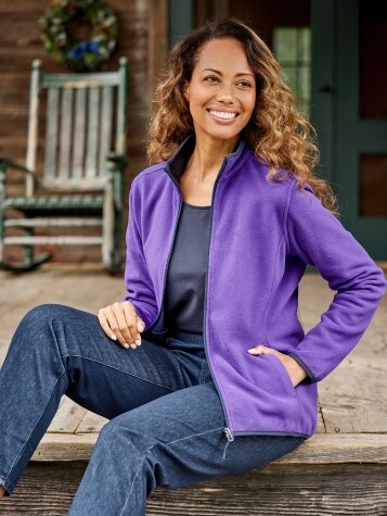 Womens Full-Zip Fleece Jacket with Handwarmer Pockets