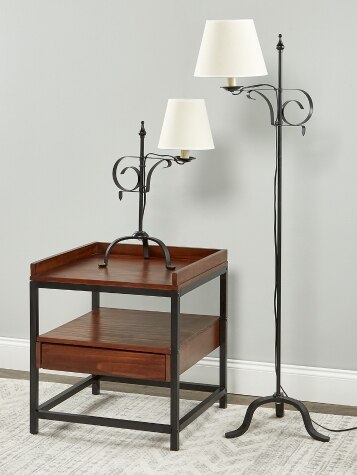 Wrought Iron Lamp with Adjustable Harp