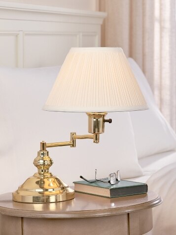 Swing Arm Bedside Table Lamp | Classic Brass & Brushed Steel Lamp