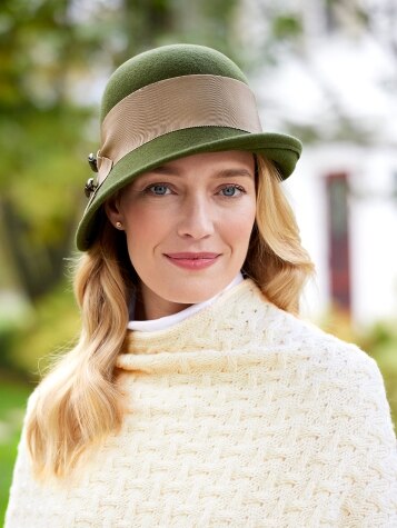 Wool-Felt Cloche Hat With Side Button