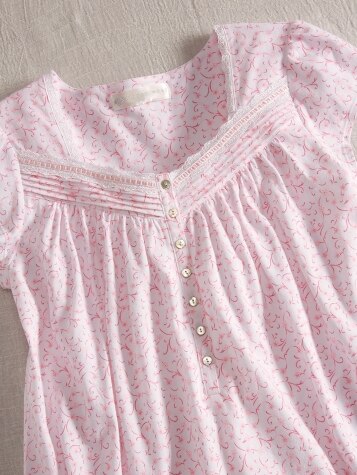 pink knit nightgown with pink ribbon,pink nightgown for baby girls