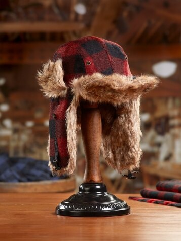Unisex Faux Fur Bomber Hat | Buffalo Check Hat