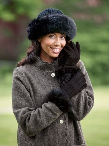 Fur-Trimmed Hat | Women's Fleece hat | Women's Hat