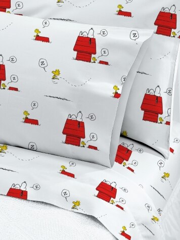 Snoopy And Woodstock Cotton Percale Sheet Set