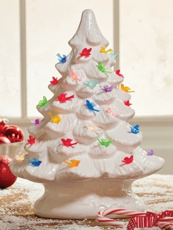 Ceramic Christmas Tree Bird Bulbs | Yuletide Animal Lights