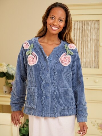 Women's Floral Bed Jacket | Chenille Bed Jacket
