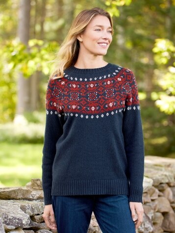 Women's Ragg Wool Sweater |Fair Isle Sweater