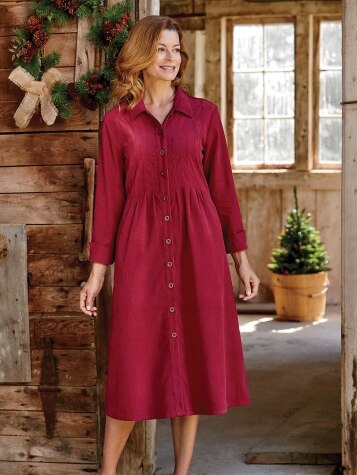 Pintuck Corduroy Dress | The Vermont Country Store