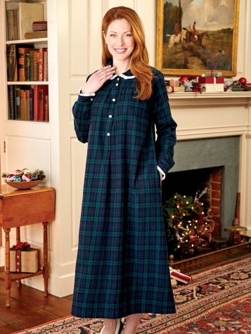 Lanz Classic Flannel Nightgown | Brushed Flannel Bed Gown