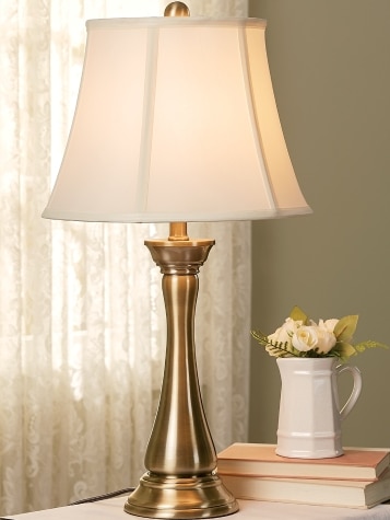 Windsor Tabletop Touch Sensor Lamp in Brushed Steel & Brass