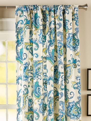 Regal Floral Paisley Lined Rod Pocket Curtains, Pair