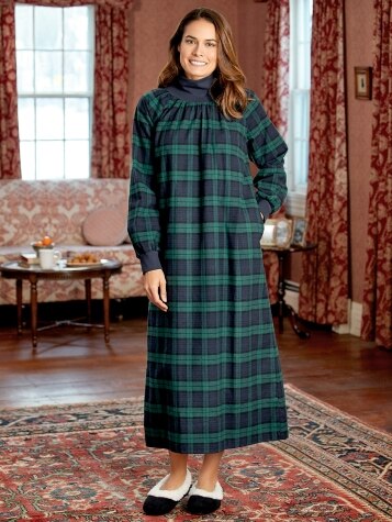 Womens Portuguese Flannel Mock Neck Nightgown