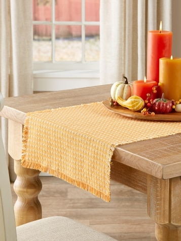 All Cotton Woven Table Runner - Hand Spun Table Linen