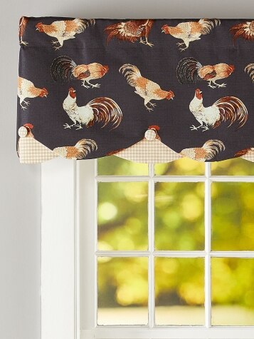 Rooster Rod Pocket Curtain Valance | Farmhouse Curtains
