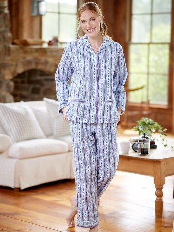 Womens Flannel Pajamas in Tyrolean Print