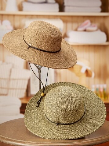 Womens Wide Brim Woven Beach Hat