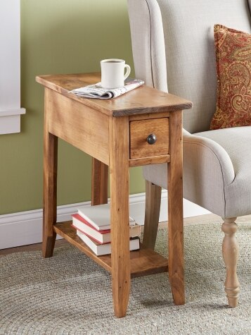 Wing Chair Side Table | Low Profile Slender End Table