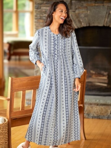 Women's Winter Nightgown | Flannel Snowflake Nightgown