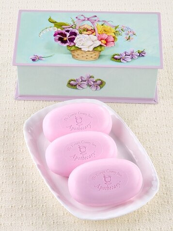 Floral Basket Tin With Rose Soap