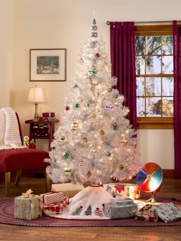 Silver Tinsel Tree With Lights | Vermont Country Store