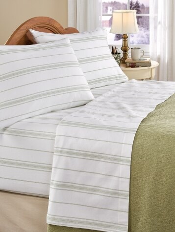 Portuguese Flannel Sheet Set - Striped Cotton Sheets