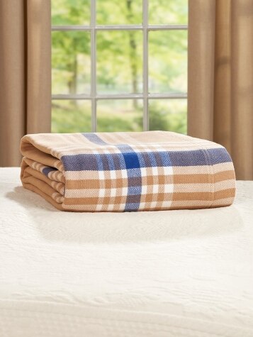 Flannel Plaid Blanket | Portuguese Cotton Blanket | Throw Blanket