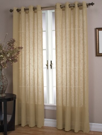 Sheer Linen Grommet Top Curtain Panels | Vermont Country Store