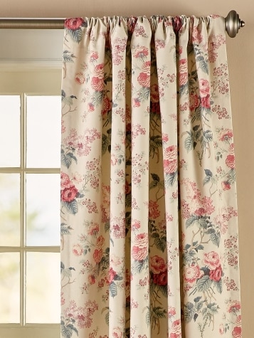Abbey Rose Floral Rod Pocket Curtains, 50 in. Wide